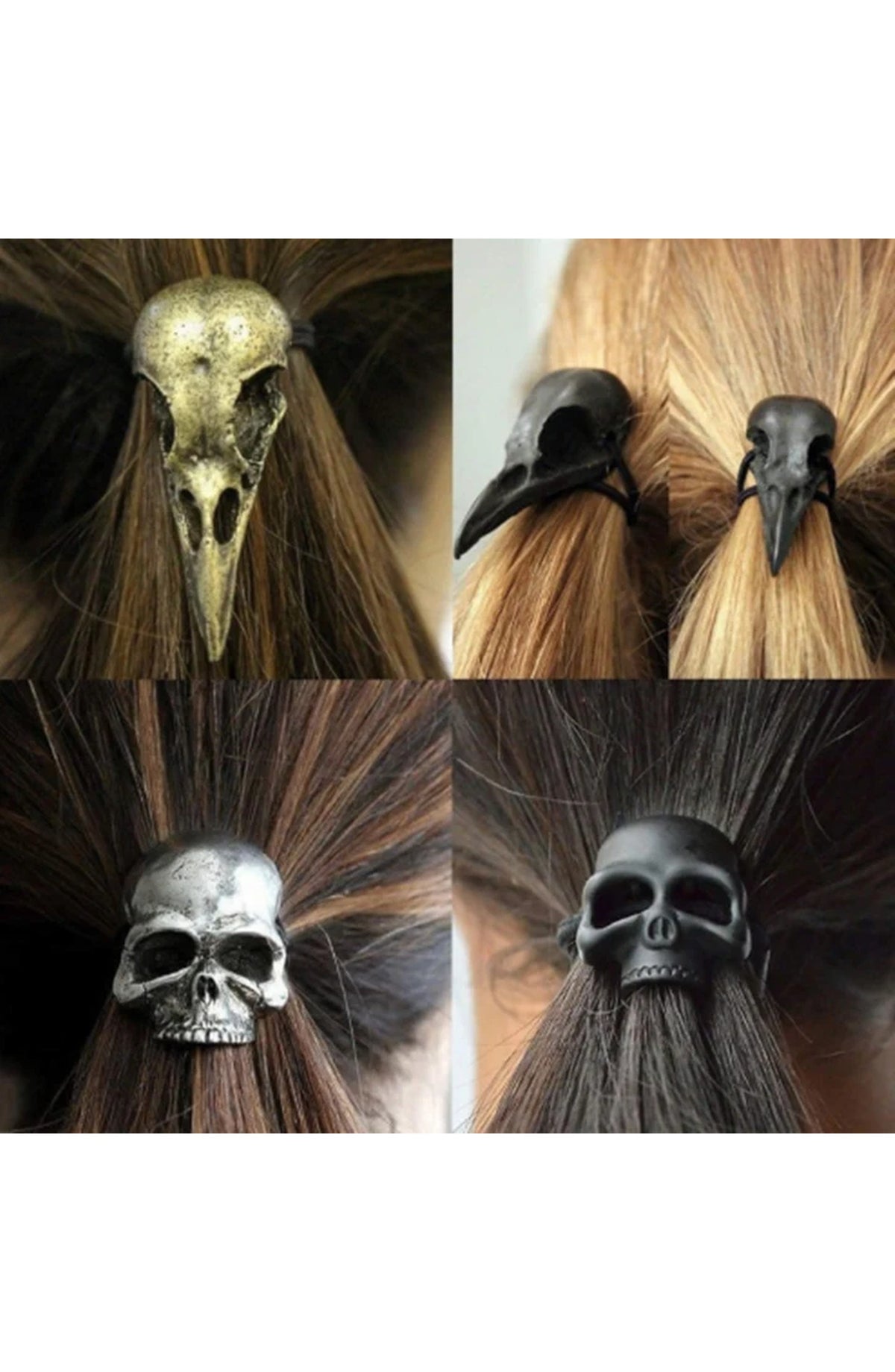 Skull and Crow Hair Tie
