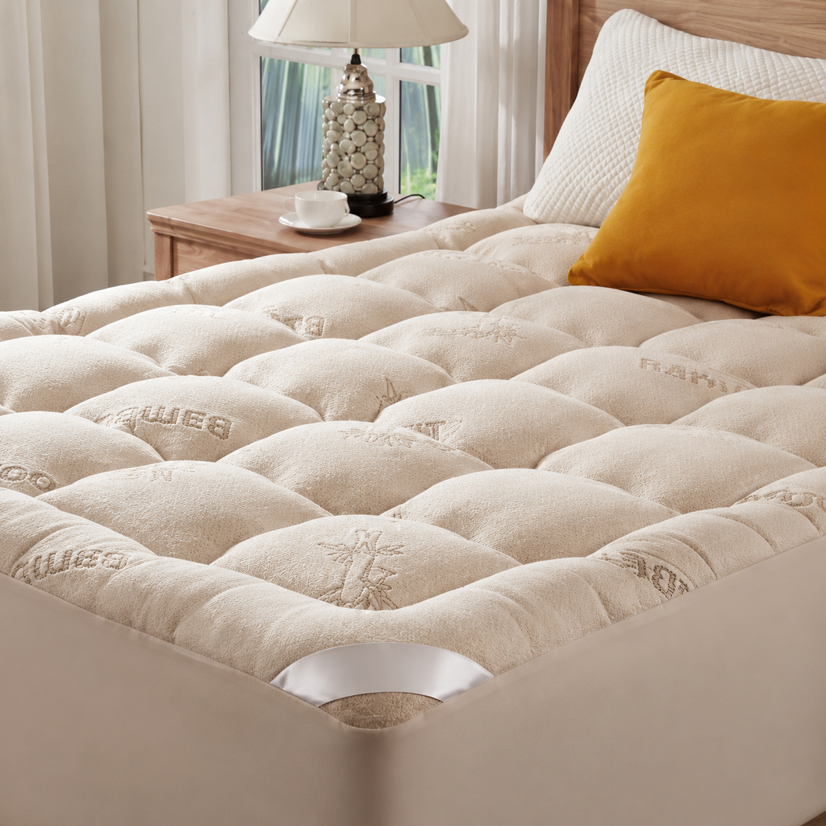 Quilted Mattress Protector - Bamboo Blend - Beige