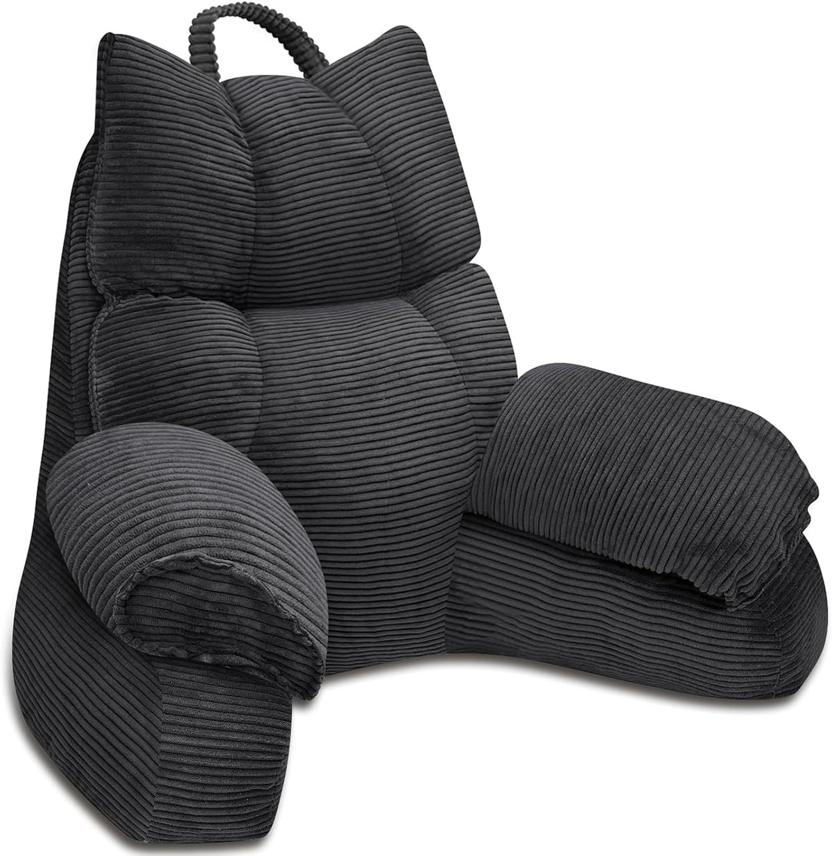 Bed Pillow with Arm Support - Memory Foam - Gray Black