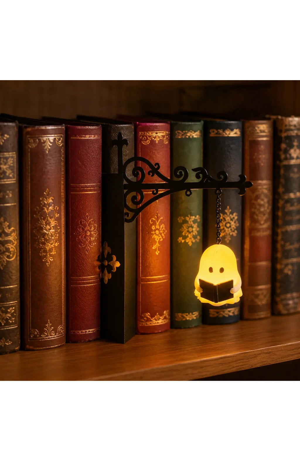 Bookshelf Ghost Lantern - Reading Ghost