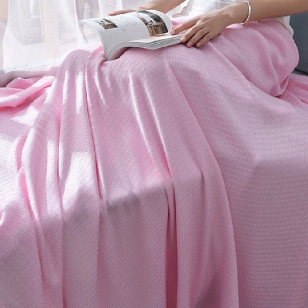 Cooling Blanket for Bed - Lightweight Bamboo - Pink