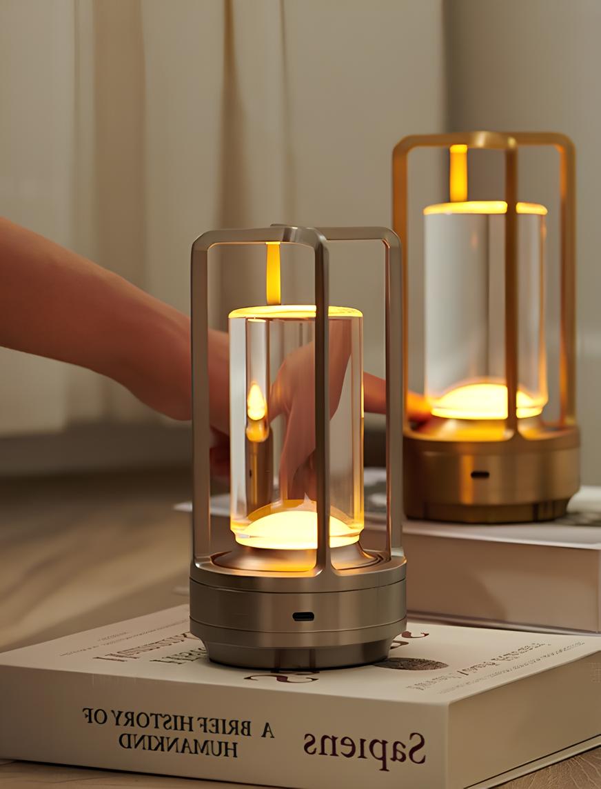 Cordless Nordic Table Lamp - Rechargeable and Dimmable - Silver