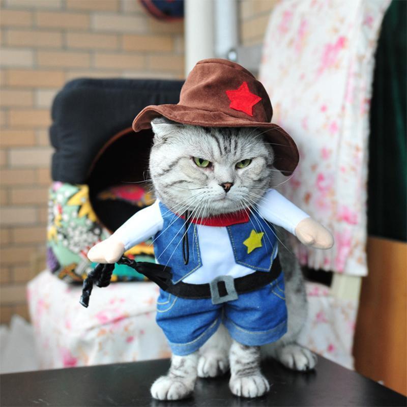 Funny Pet Costume in 12 Character Styles - Cowboy