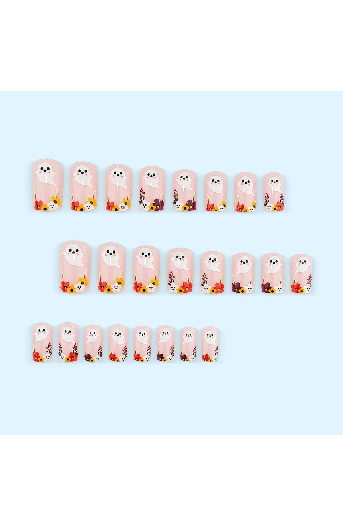 Ghost Floral Press-On Nails