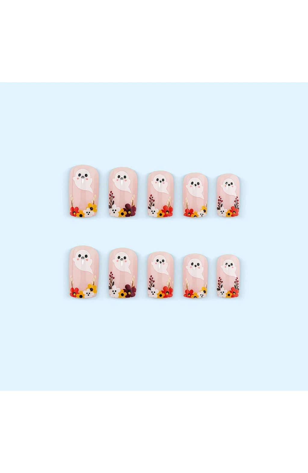 Ghost Floral Press-On Nails