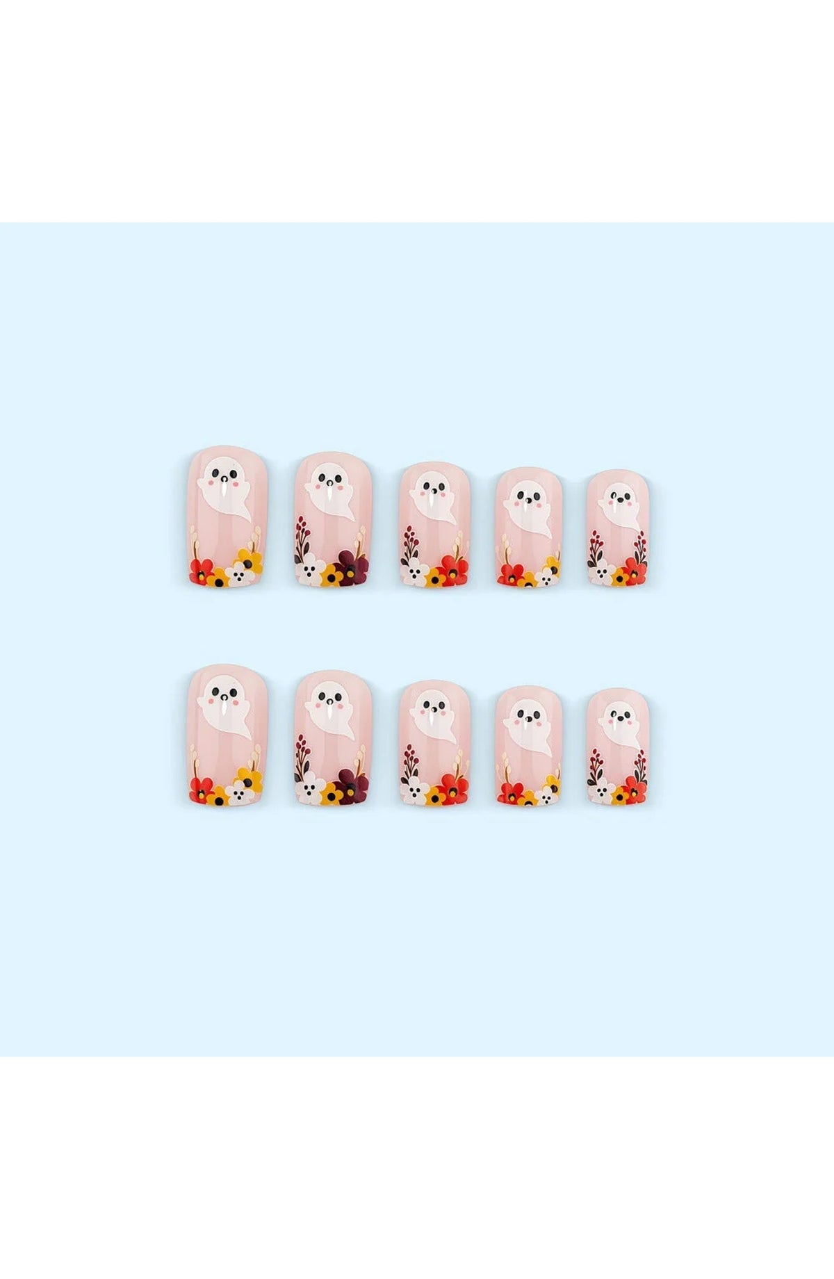 Ghost Floral Press-On Nails