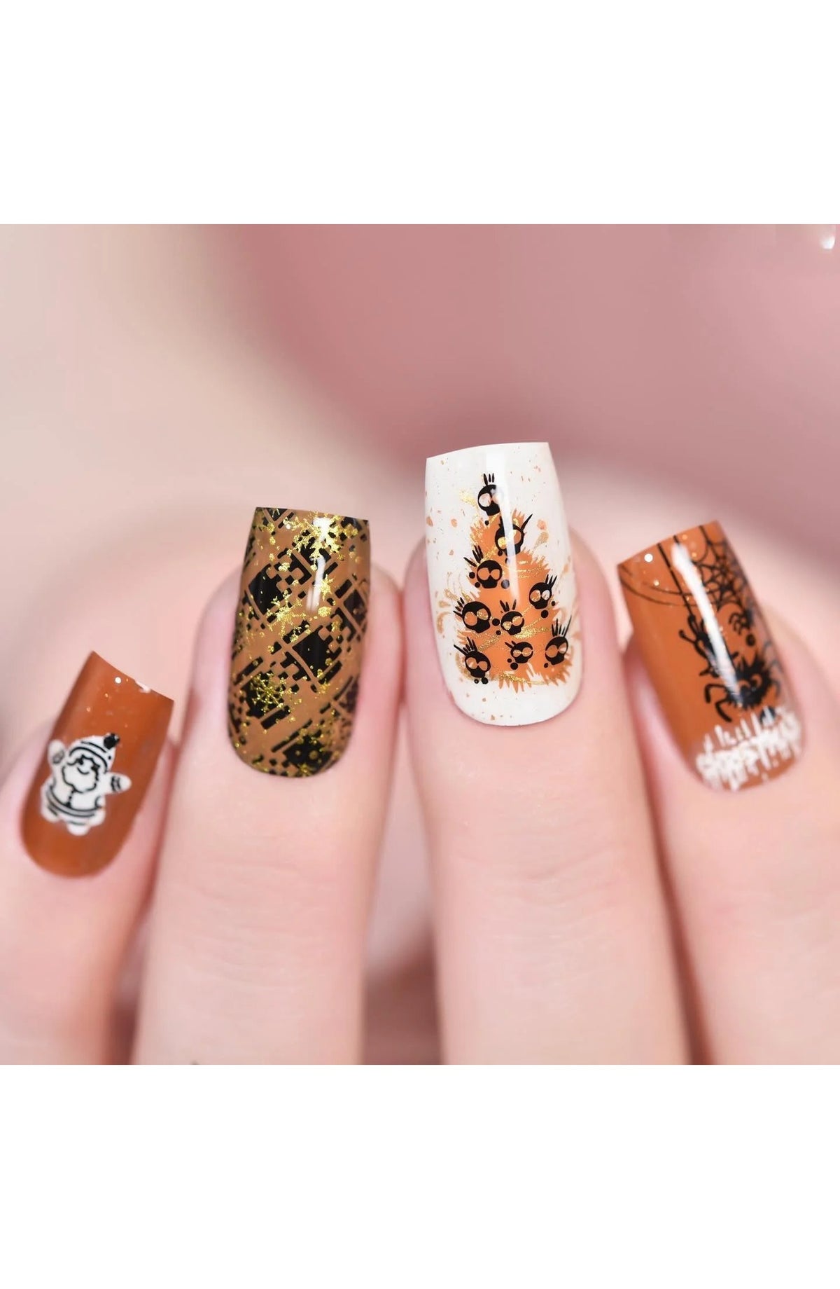 Orange Halloween Press-On Nails