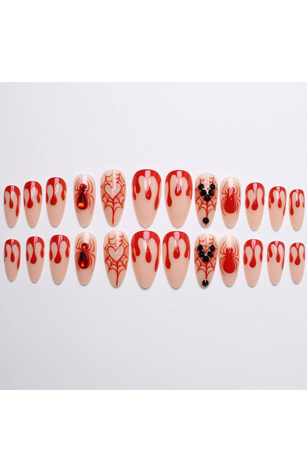 Red Drip Spider Press-On Nails