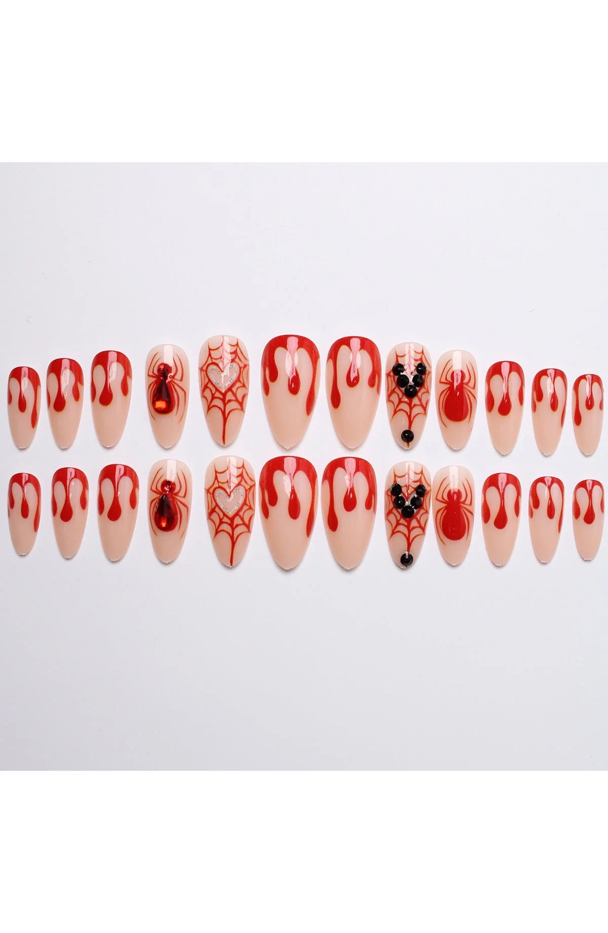 Red Drip Spider Press-On Nails