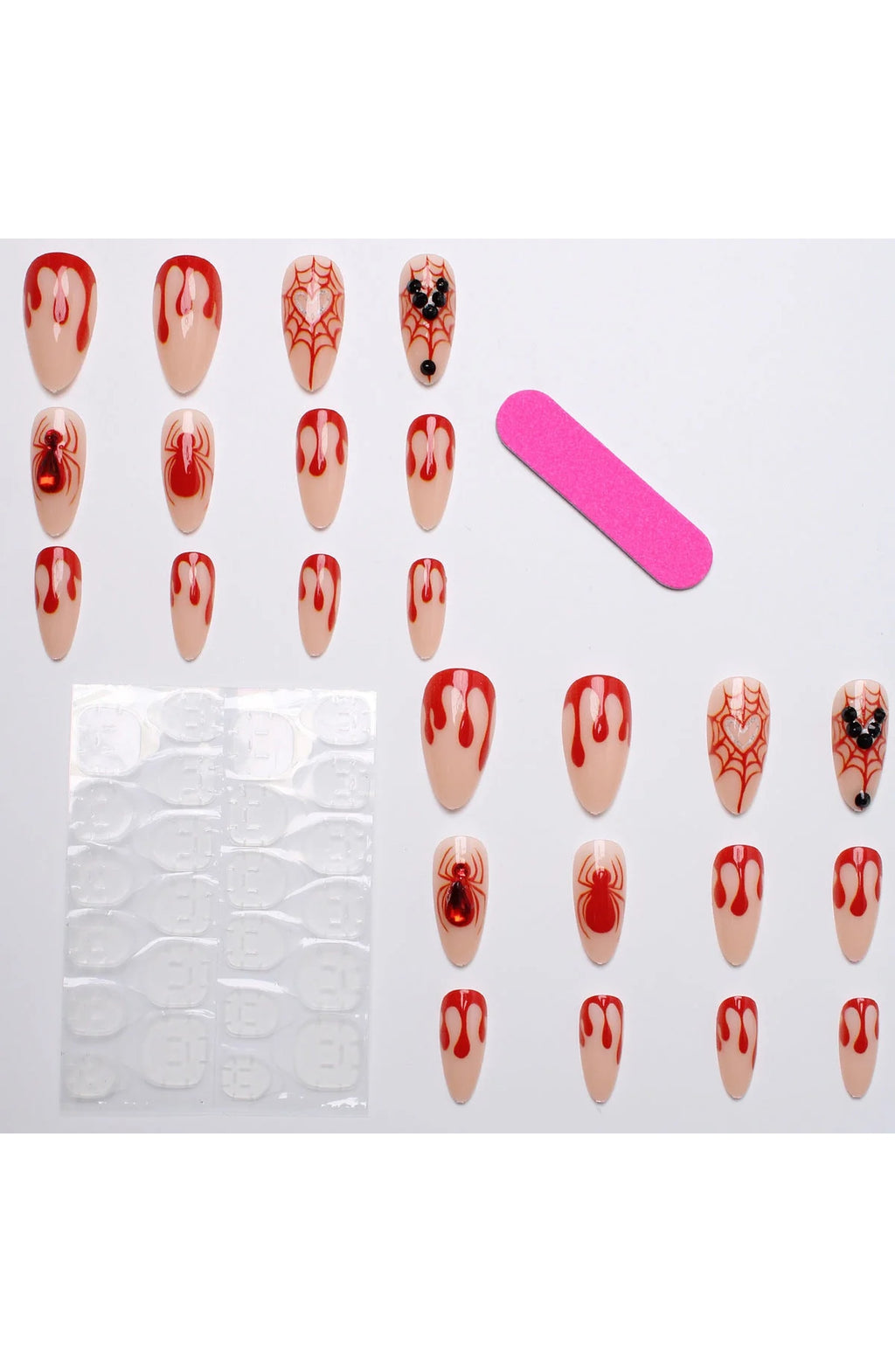 Red Drip Spider Press-On Nails