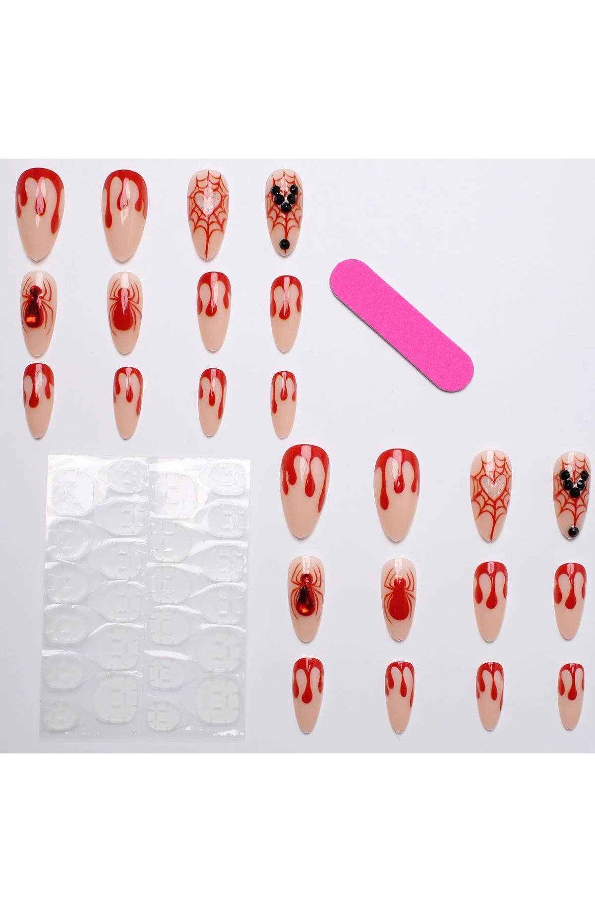 Red Drip Spider Press-On Nails
