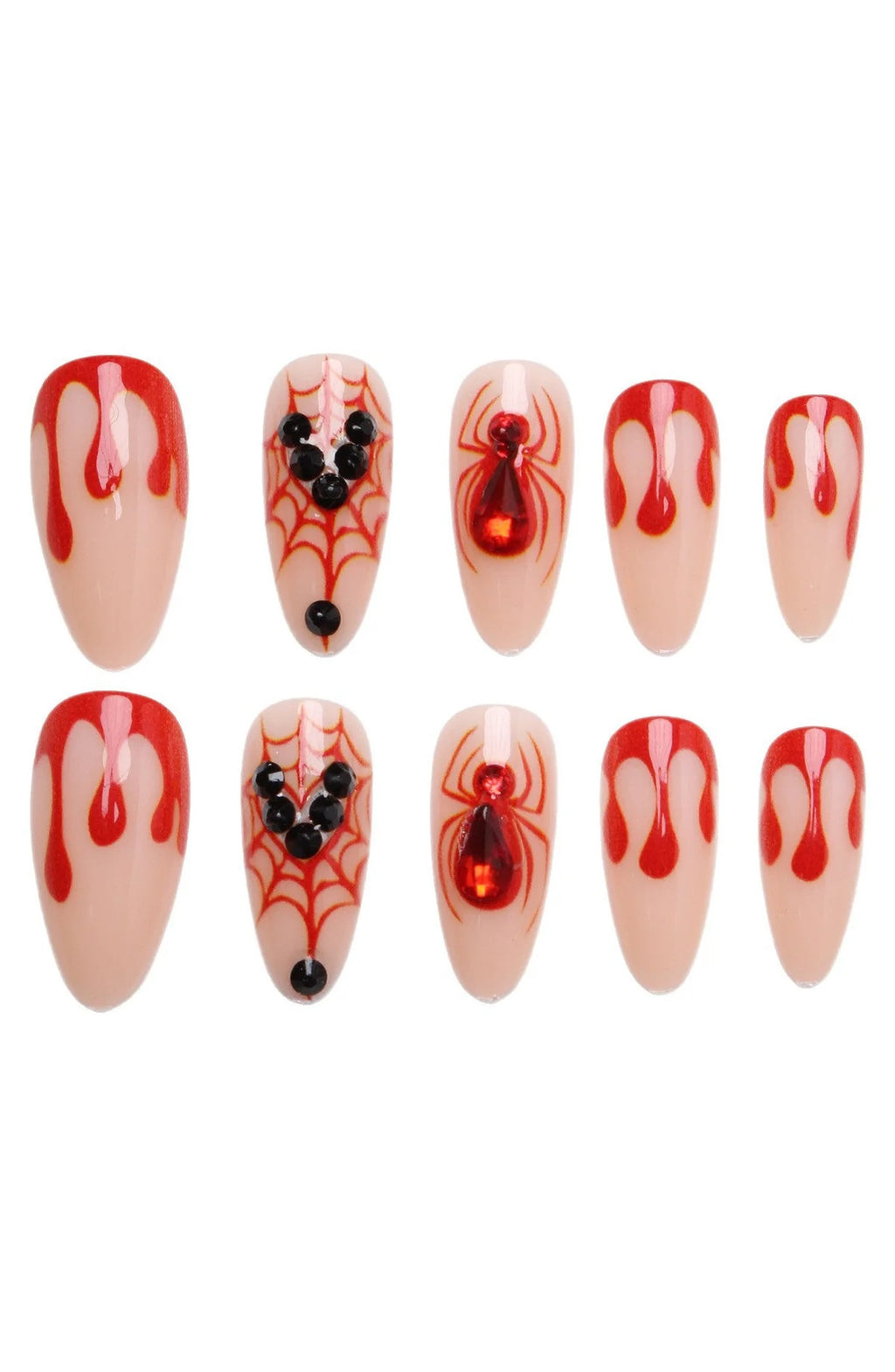 Red Drip Spider Press-On Nails