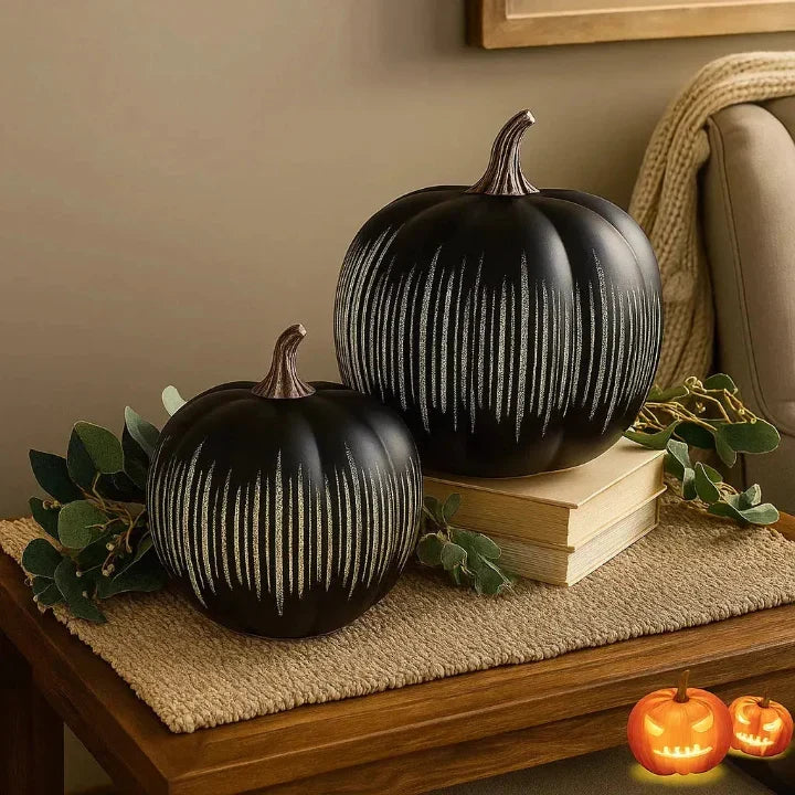 LED Pumpkin Lantern with 6-Hour Timer - Black