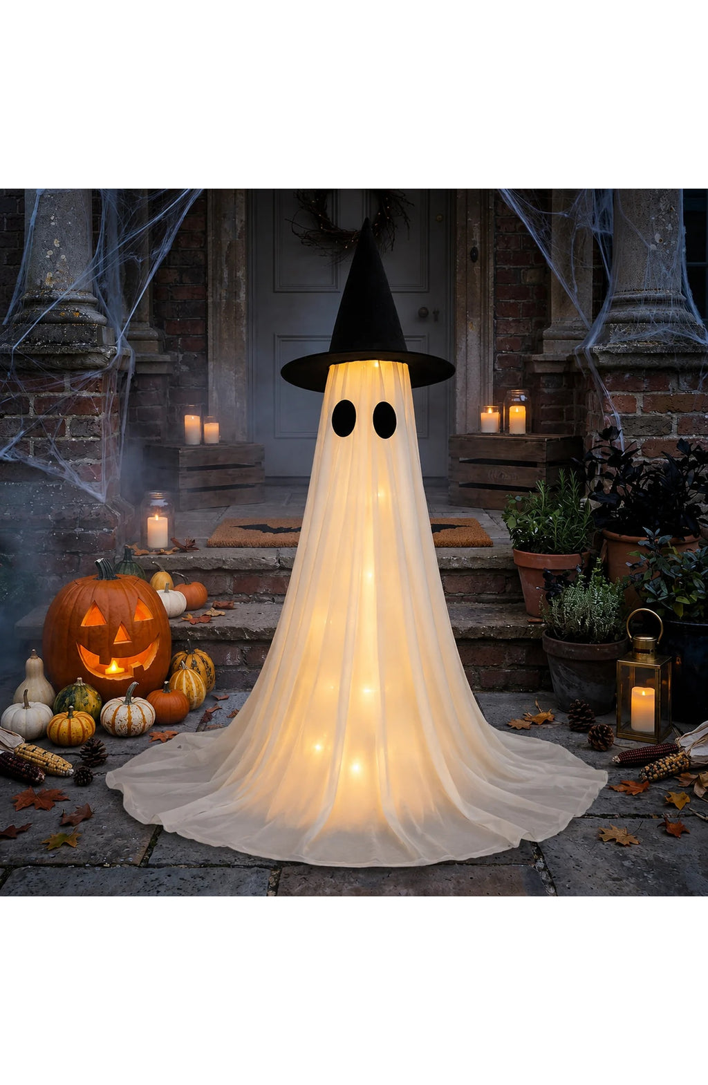 Light-Up Ghost with Witch Hat