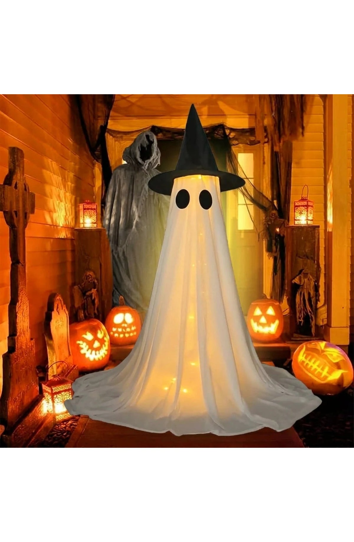 Light-Up Ghost with Witch Hat