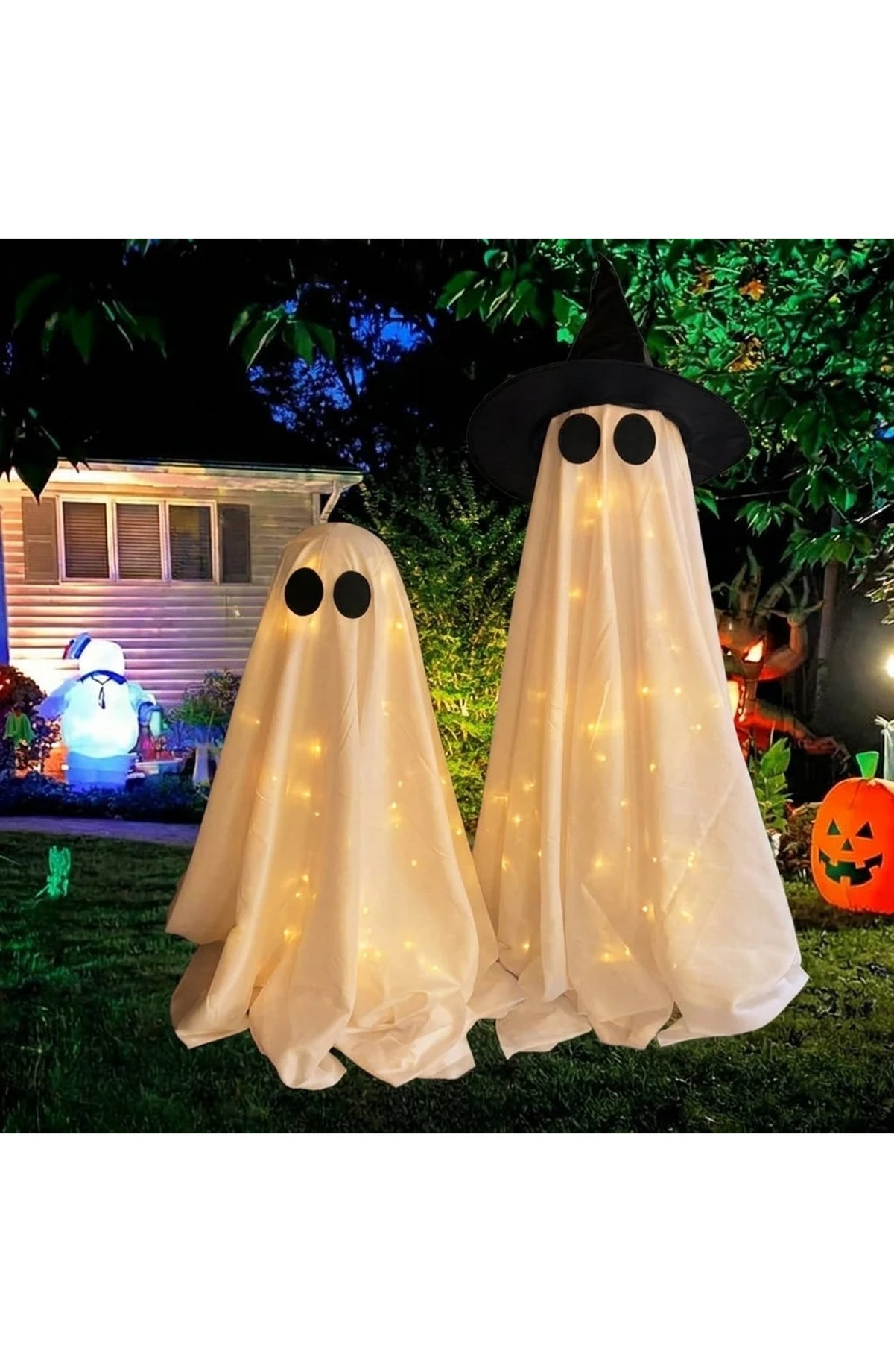 Light-Up Ghost with Witch Hat