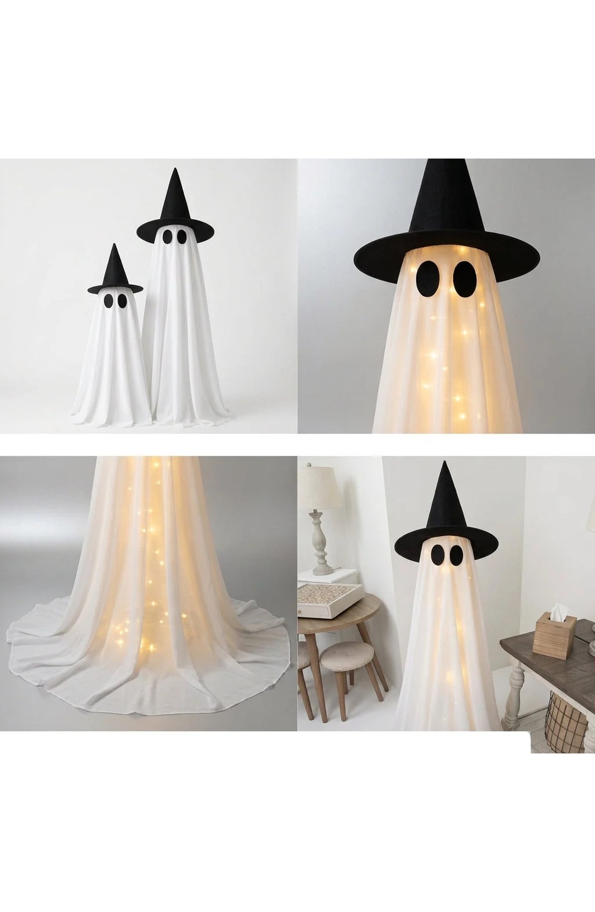 Light-Up Ghost with Witch Hat