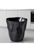 Minimalist Trash Can with Crumpled Shape - Black