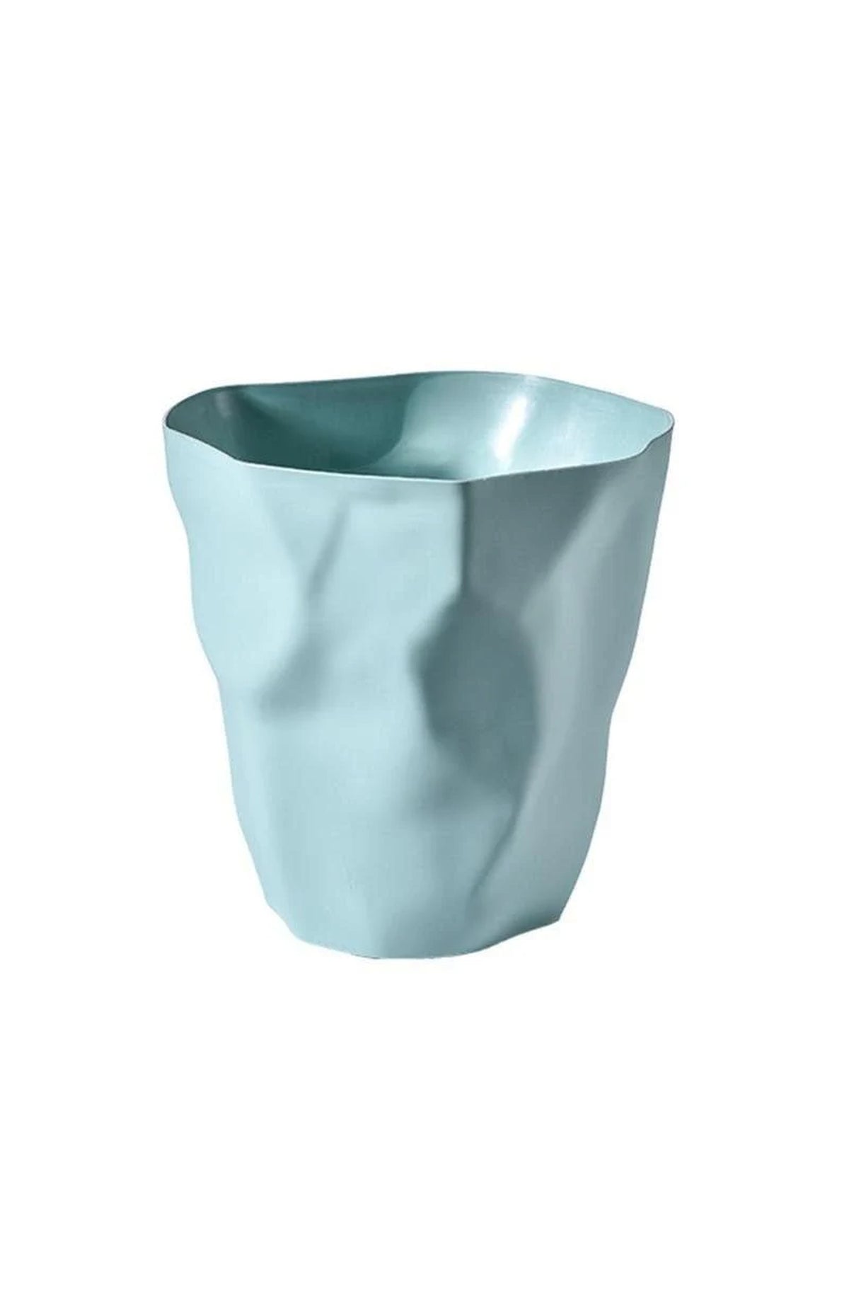 Minimalist Trash Can with Crumpled Shape - Mint