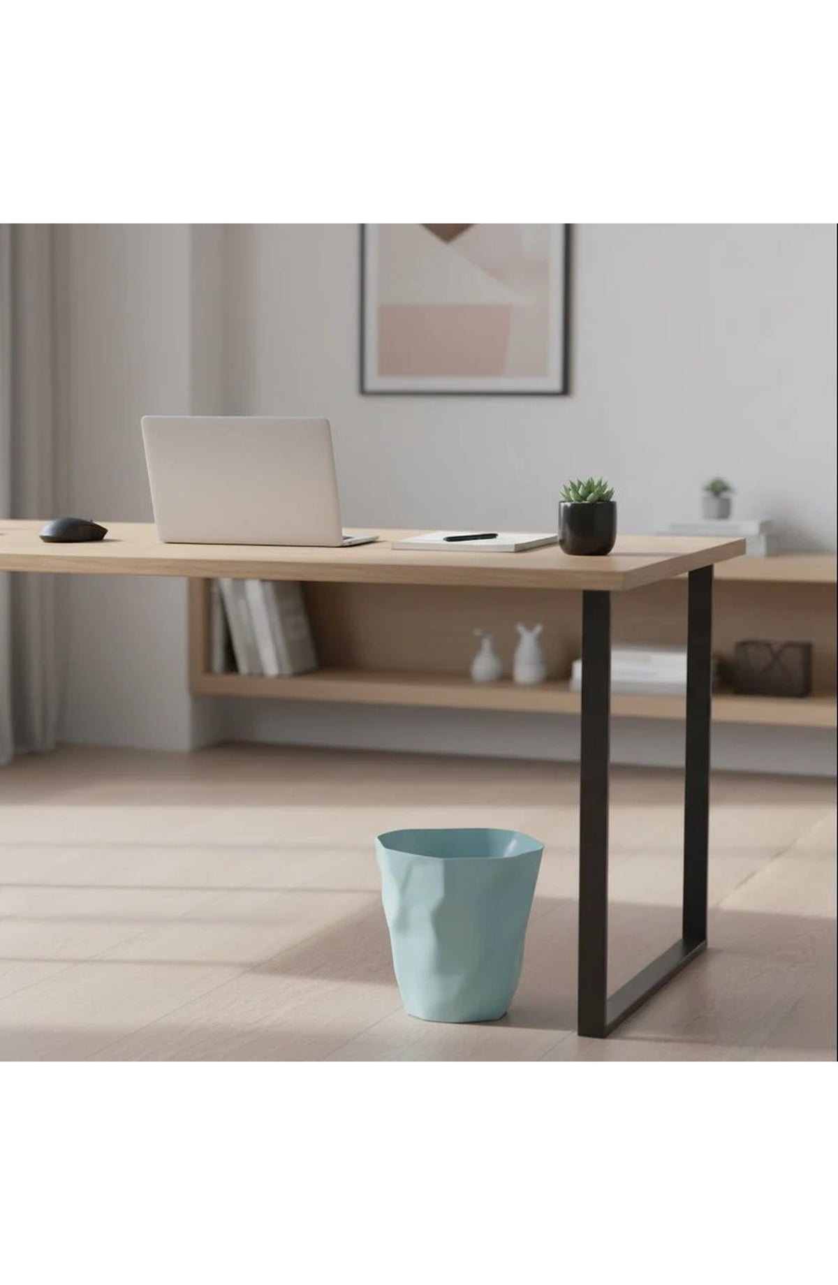 Minimalist Trash Can with Crumpled Shape