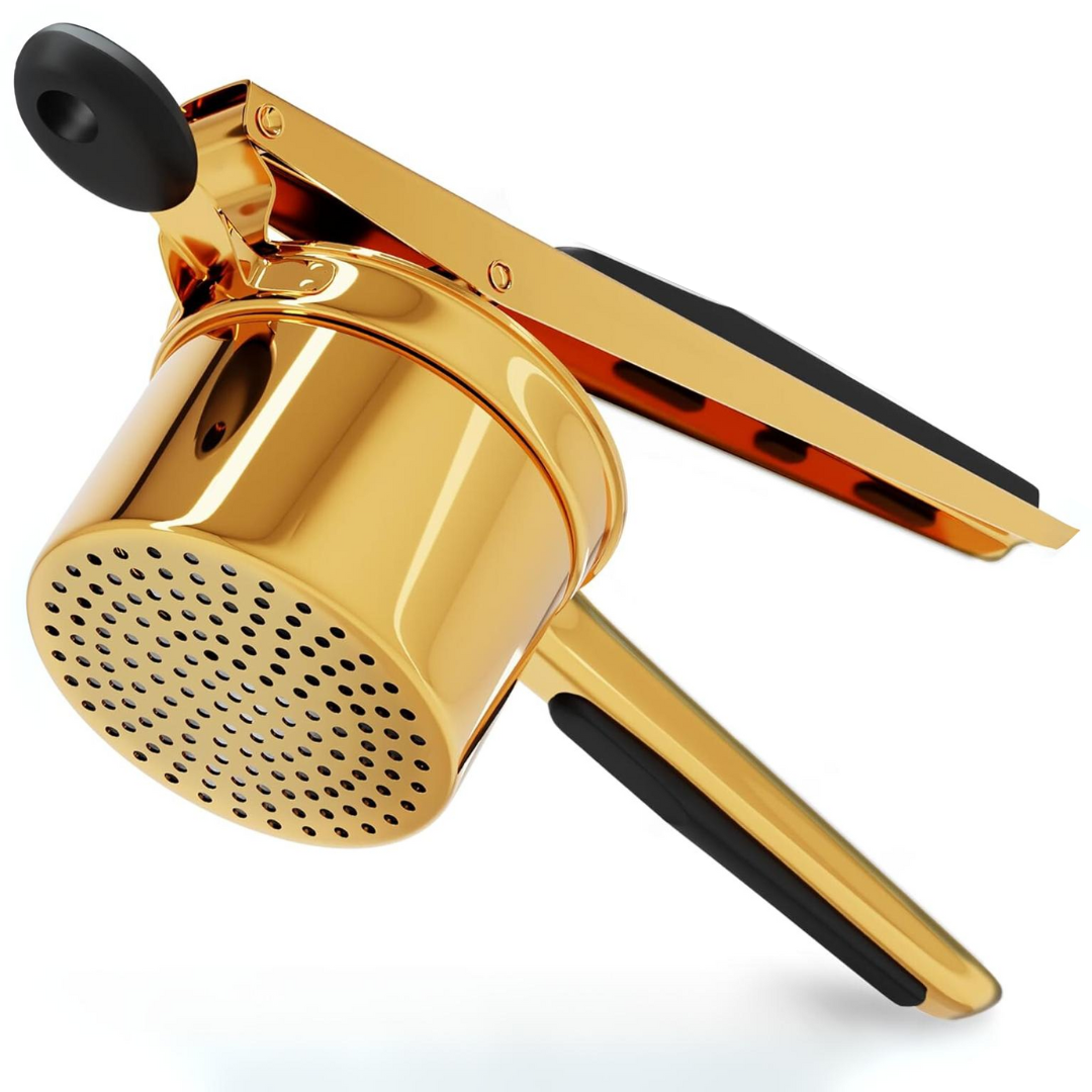 Stainless Steel Potato Masher - 15 oz Capacity - Gold