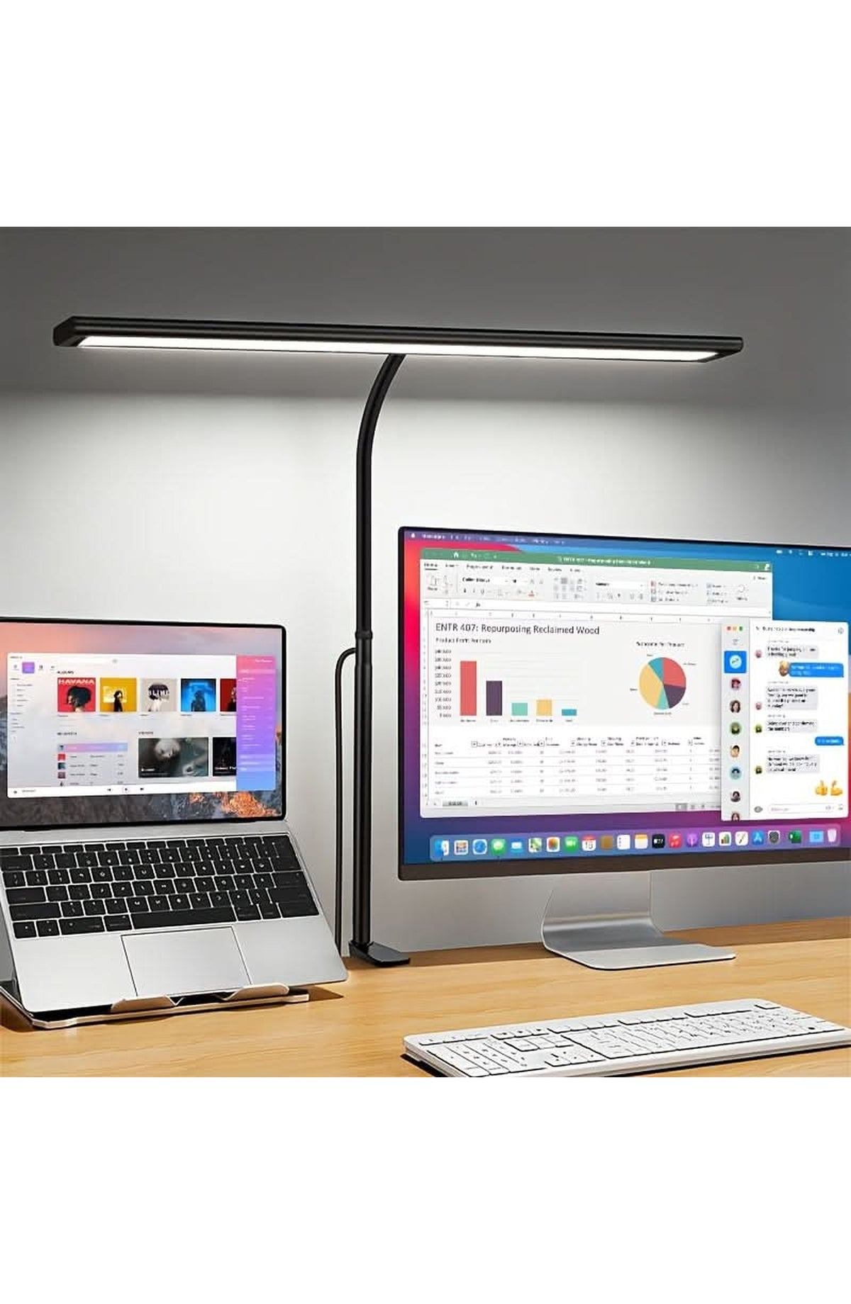 Ultra-Wide LED Desk Lamp with Clamp