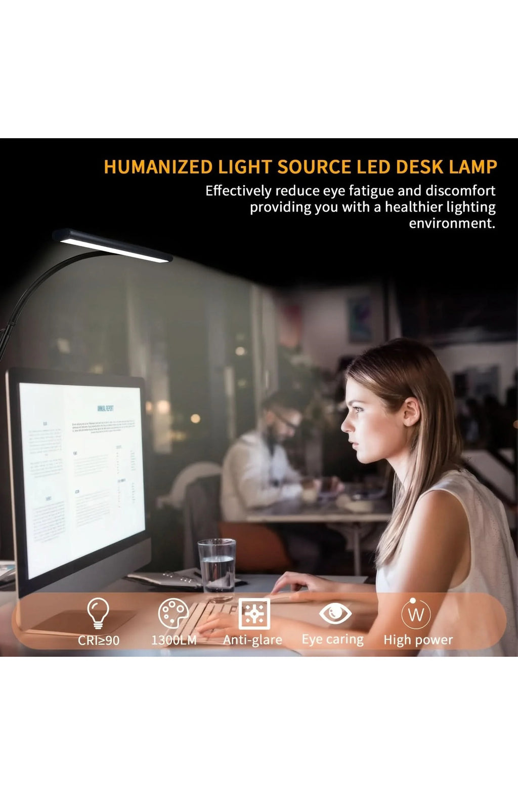 Ultra-Wide LED Desk Lamp with Clamp