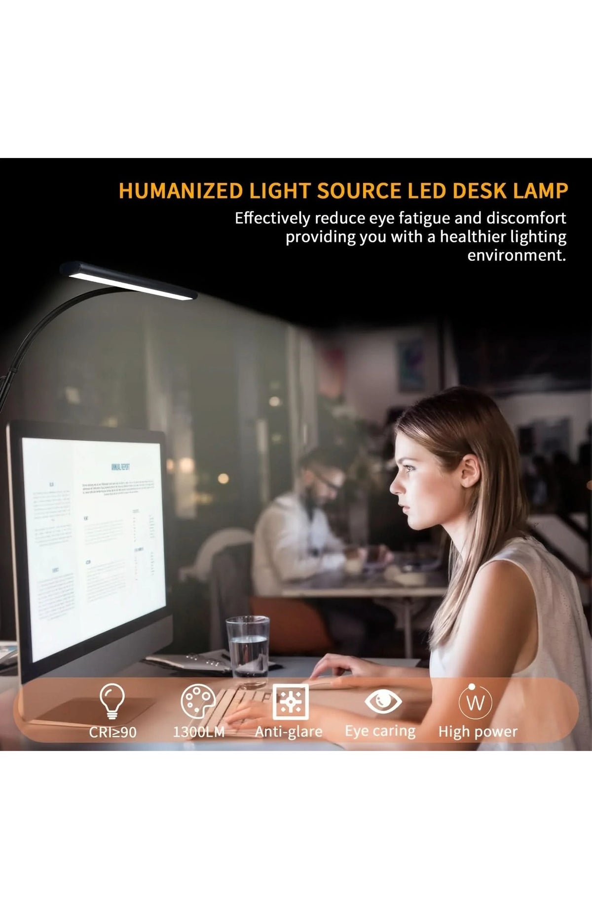 Ultra-Wide LED Desk Lamp with Clamp