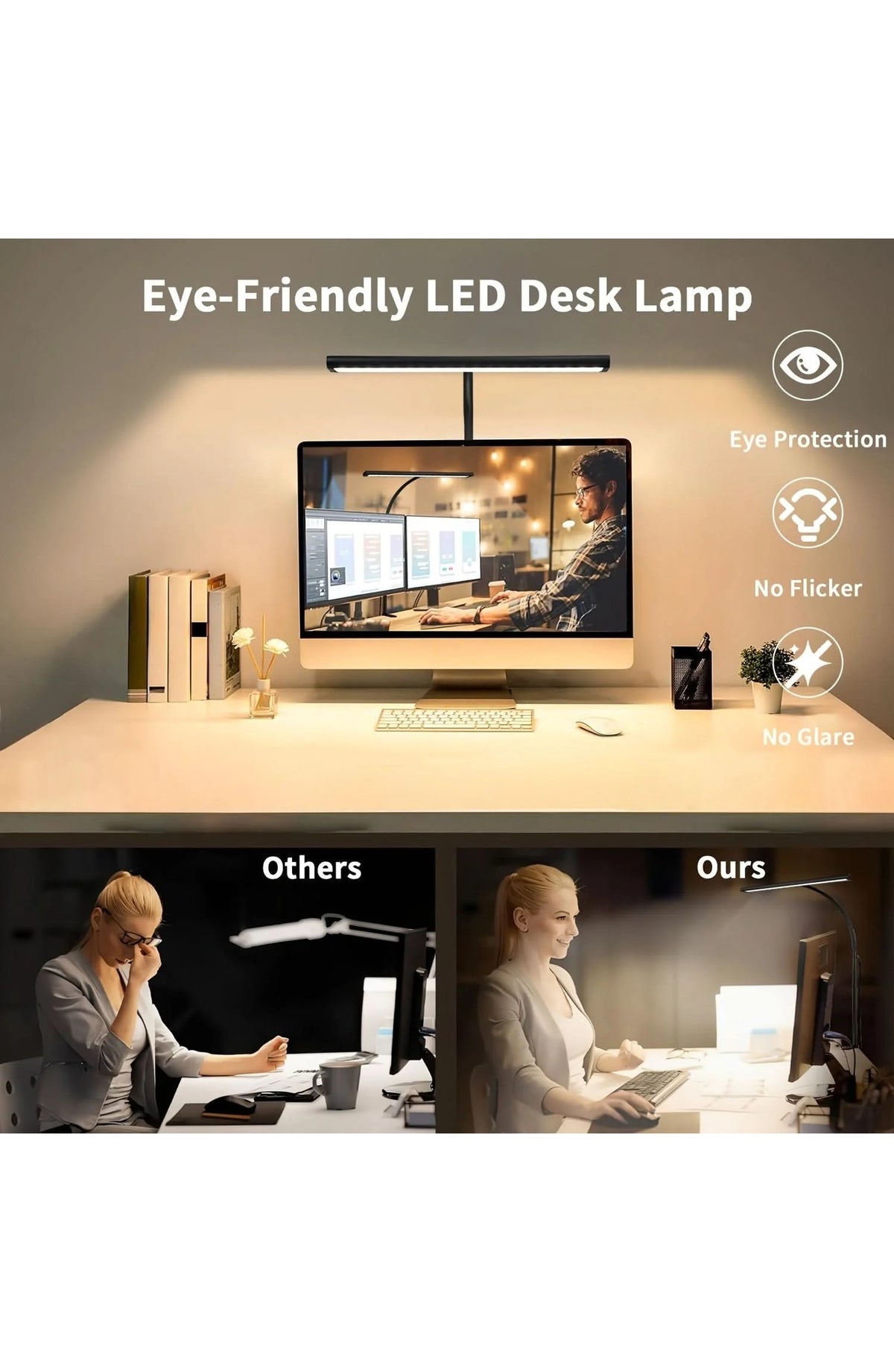 Ultra-Wide LED Desk Lamp with Clamp