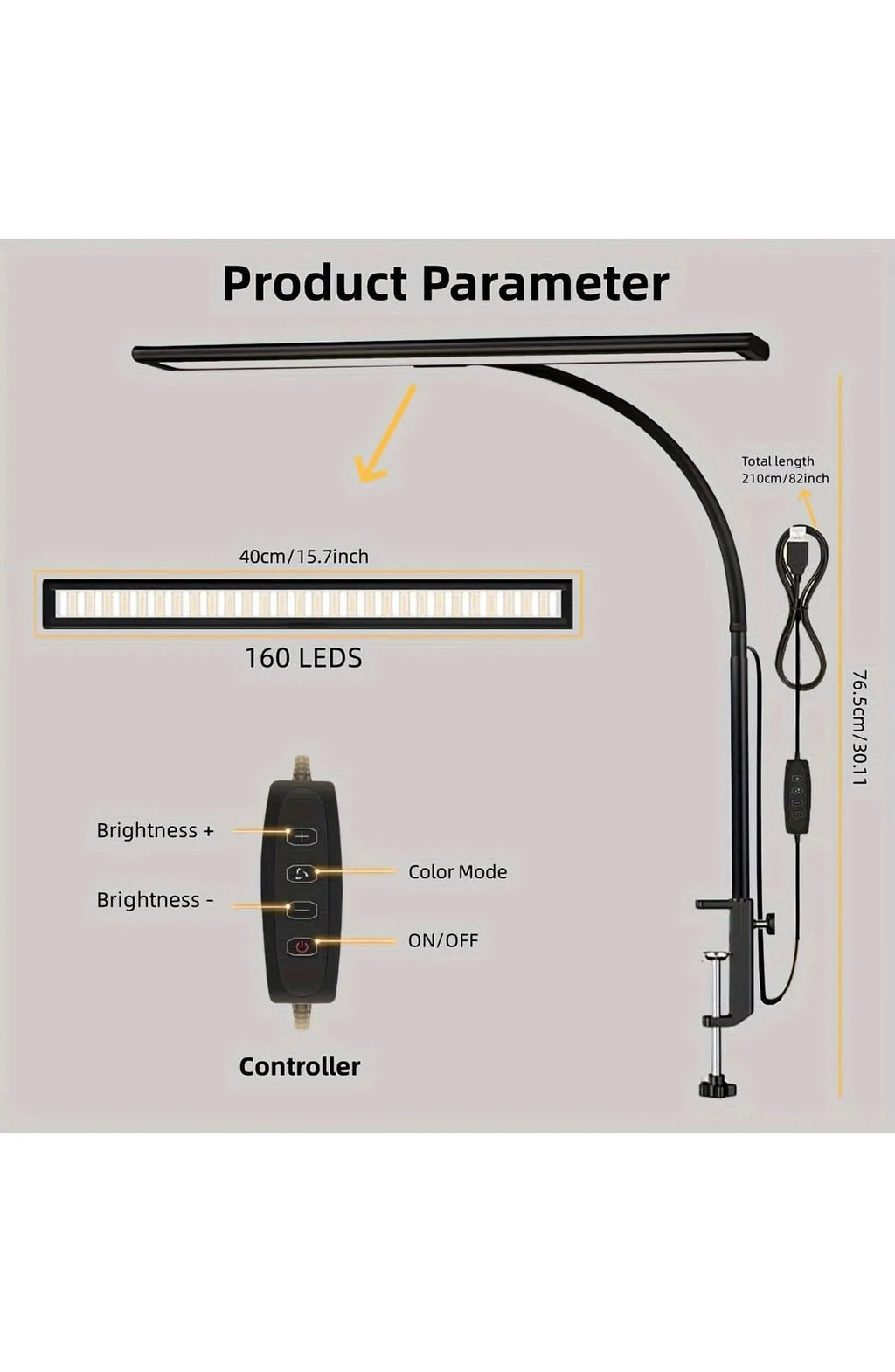 Ultra-Wide LED Desk Lamp with Clamp